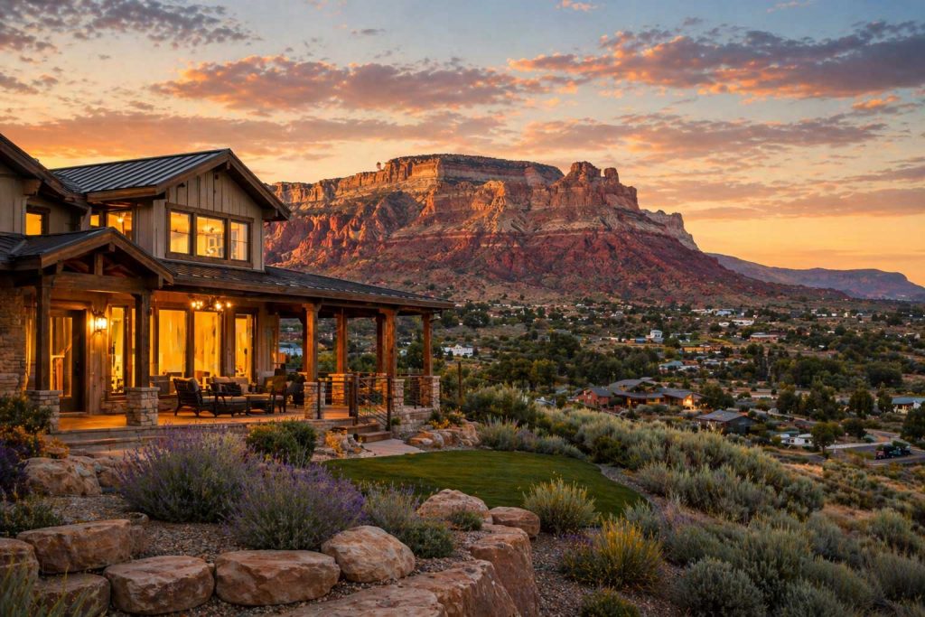 Rustic-cabin-at-sunset-in-the-valley